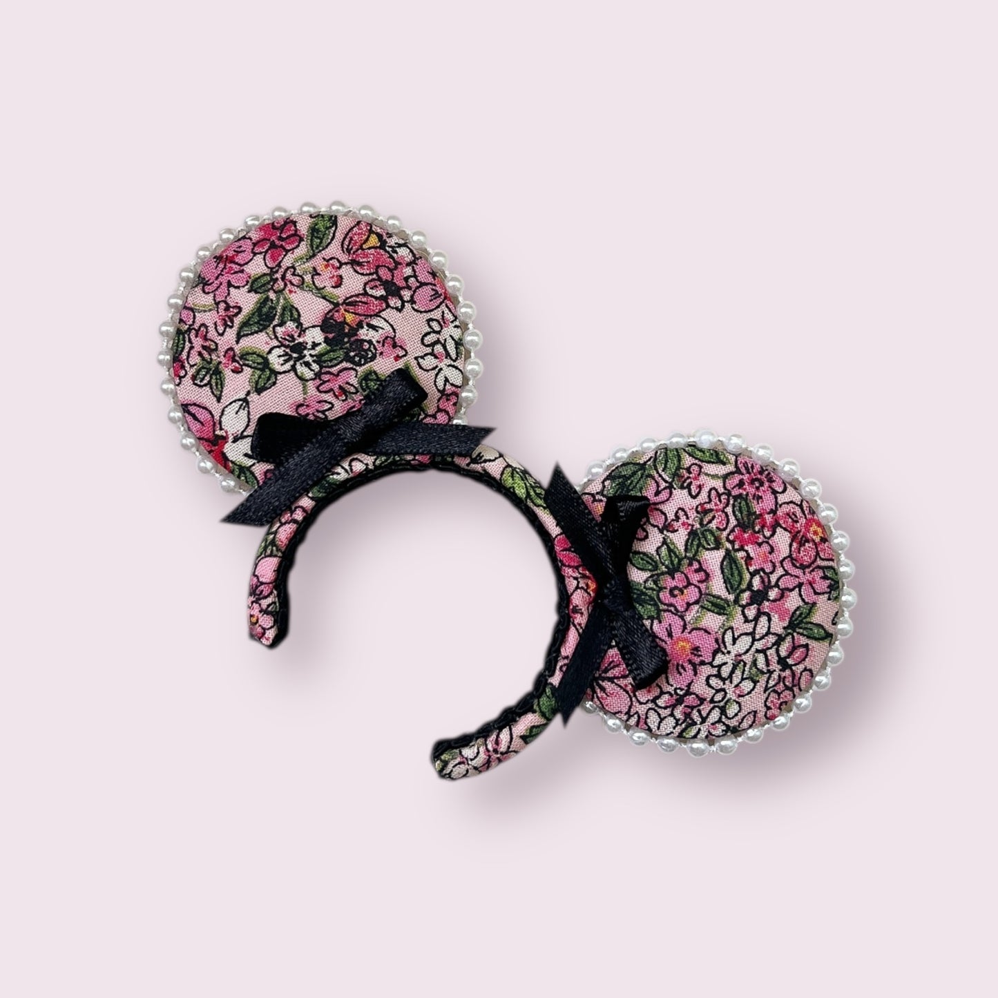 Pink Floral w/ pearl trim